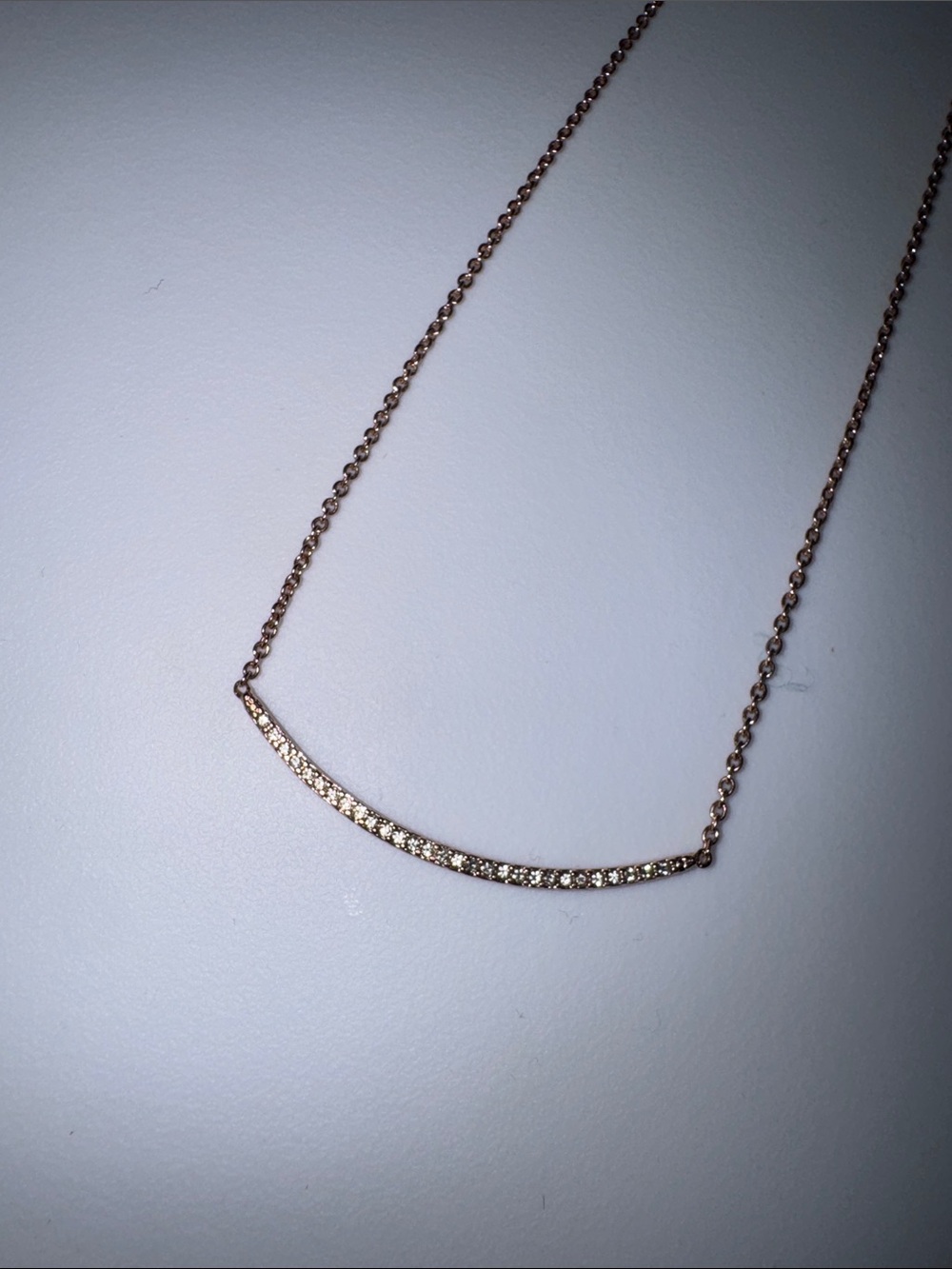 Stella & Dot Rose Gold Pave Curved Bar Pendant Necklace